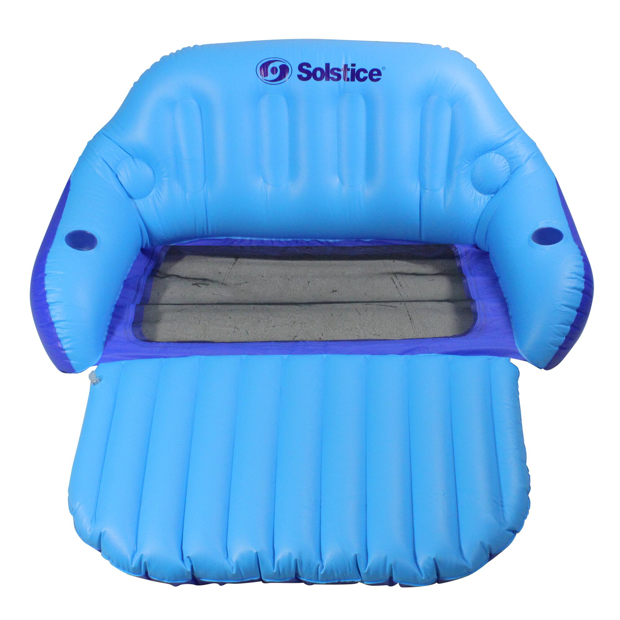Front. Swim Central - Inflatable Blue Love Seat Swimming Pool Float with Convertible Foot Rest - 72" - Blue.