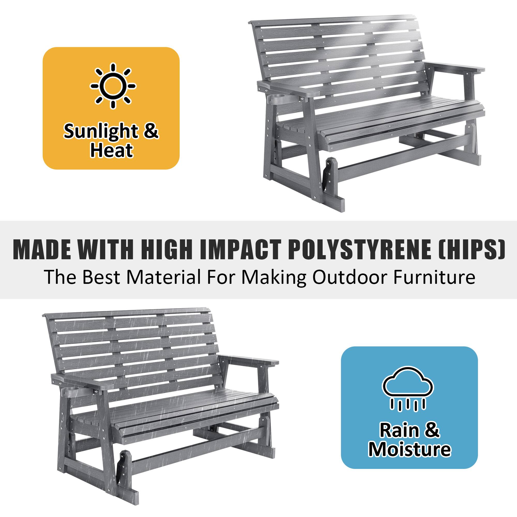 Sunlight & Heat

MADE WITH HIGH IMPACT POLYSTYRENE (HIPS) The Best Material For Making Outdoor Furniture

Rain & Moisture