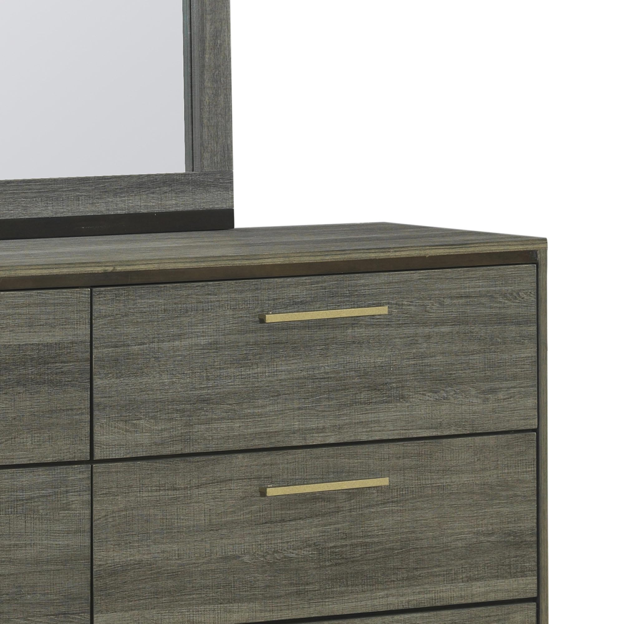 Alt View 1. Kings Brand Furniture - Kings Brand Furniture Exeter Wood 6-Drawer Double Dresser & Mirror - Grey.
