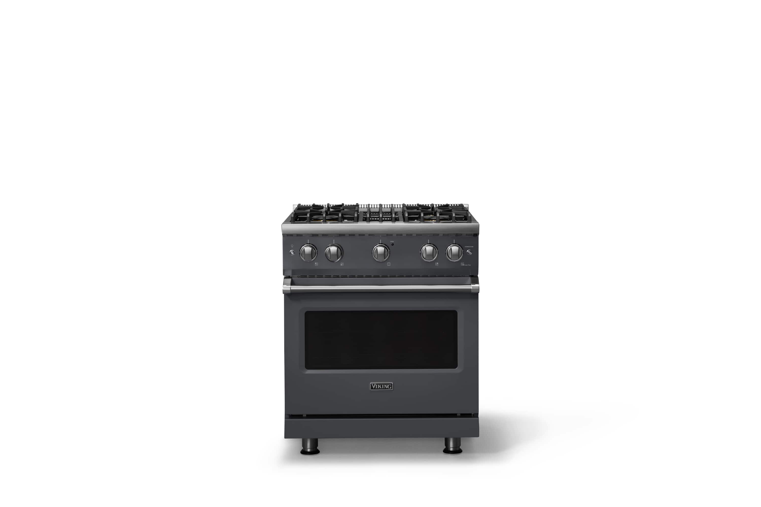 Front. Viking - 30 in. Wide Pro 5 Series 4.0 Cu. Ft. Freestanding Sealed 4 Burner Gas Convection Range - Cast Black - Cast Black.