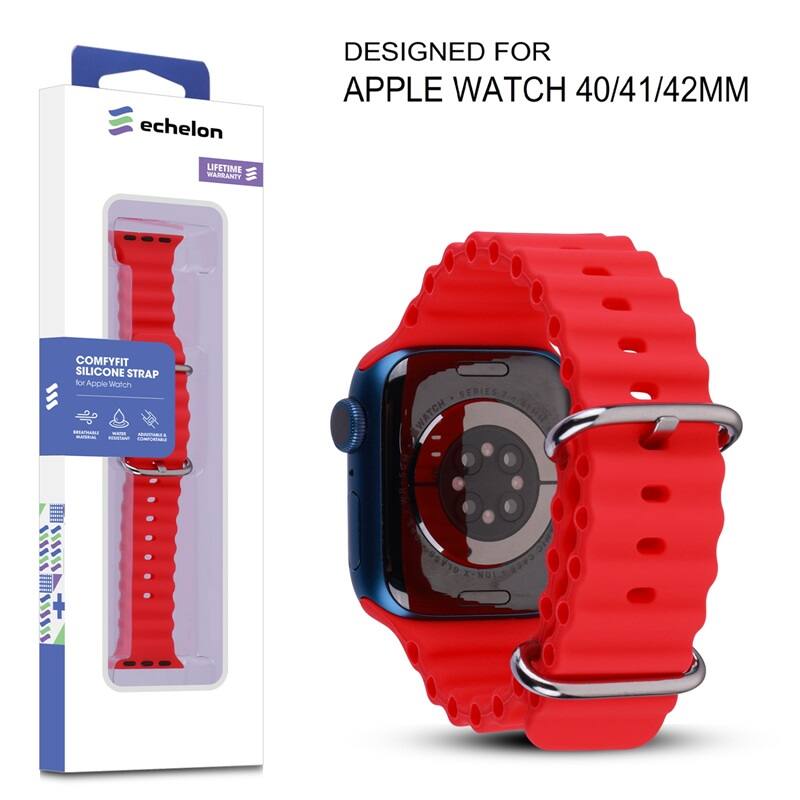 echelon DESIGNED FOR APPLE WATCH 40/41/42MM LIFETIME WARRANTY COMFYFIT SILICONE STRAP for Apple Watch - - - SERIES 7 WATCH OLABGIAGES MtC V9 X-NOT