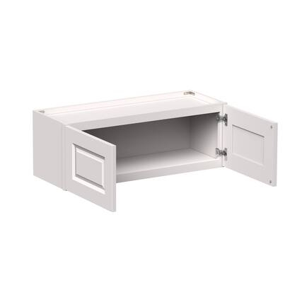 Front. Boyel Living - 33-in W x 12-in H x 12-in D Shaker RTA Kitchen Wall Cabinet with Soft-Close Doors - Glacier White.