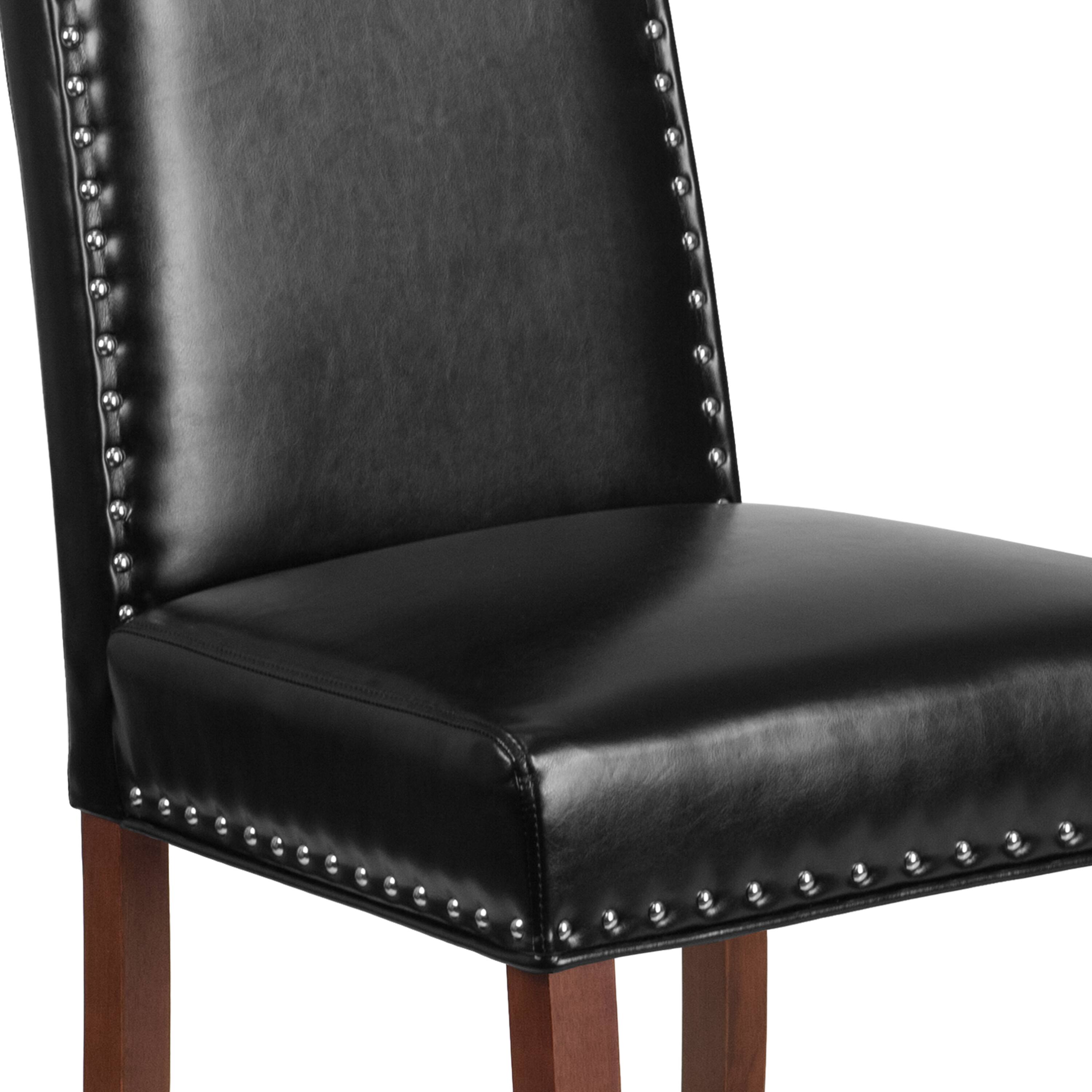 Alt View 9. Emma + Oliver - Parsons Chair with Accent Nail Trim - Black LeatherSoft.