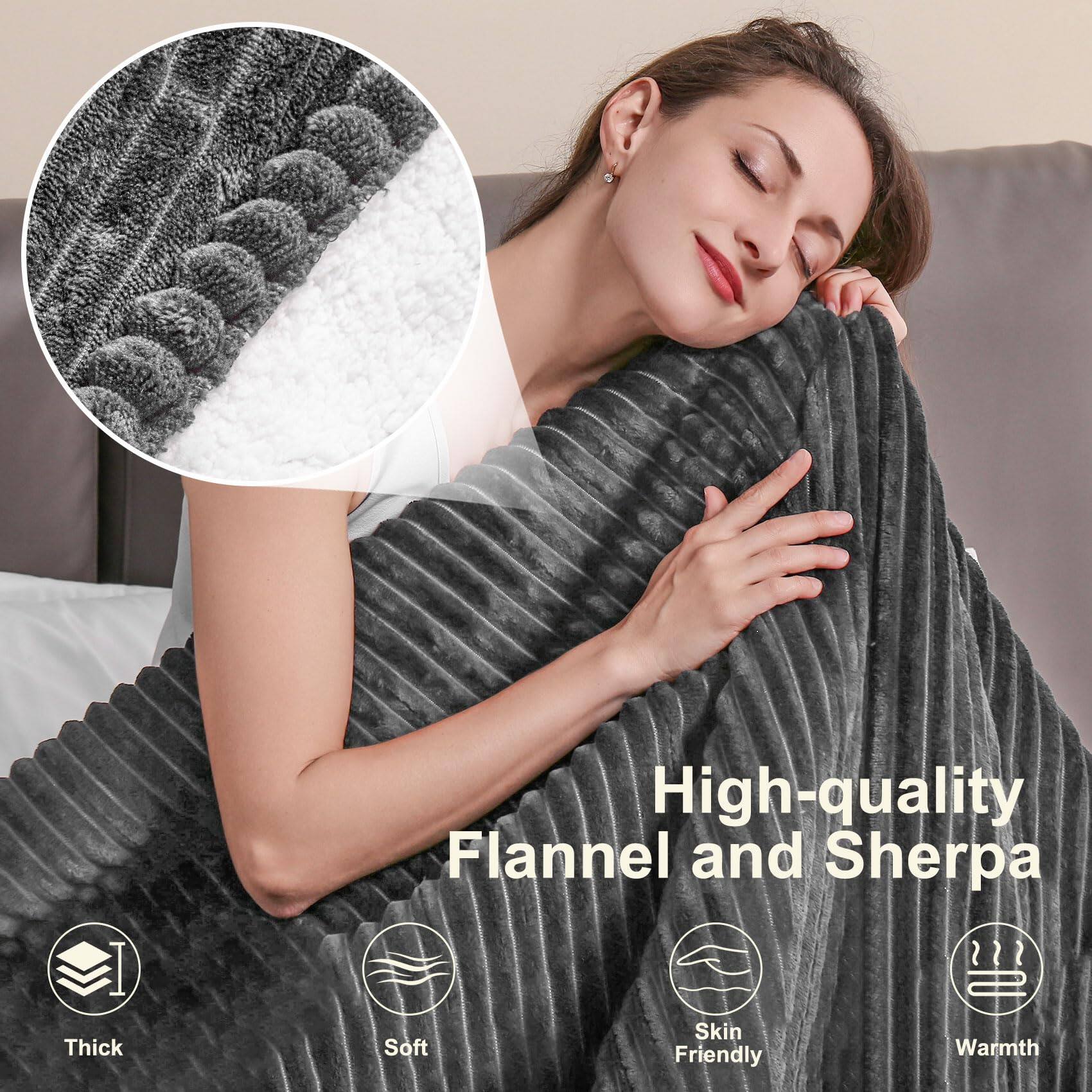 High-quality Flannel and Sherpa

- Thick
- Soft
- Skin Friendly
- Warmth