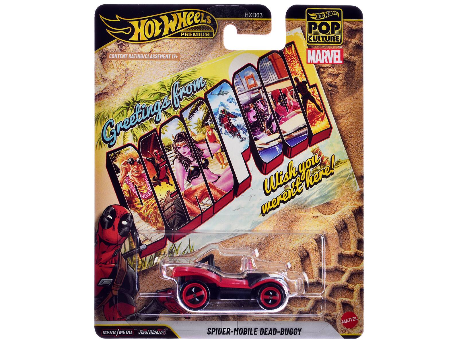 Hot Wheels Premium Content Rating/Classement 17+ from Greetings from POP Culture Marvel Wish you weren't here! Real Riders: SPIDER-MOBILE DEAD-BUGGY MATTEL