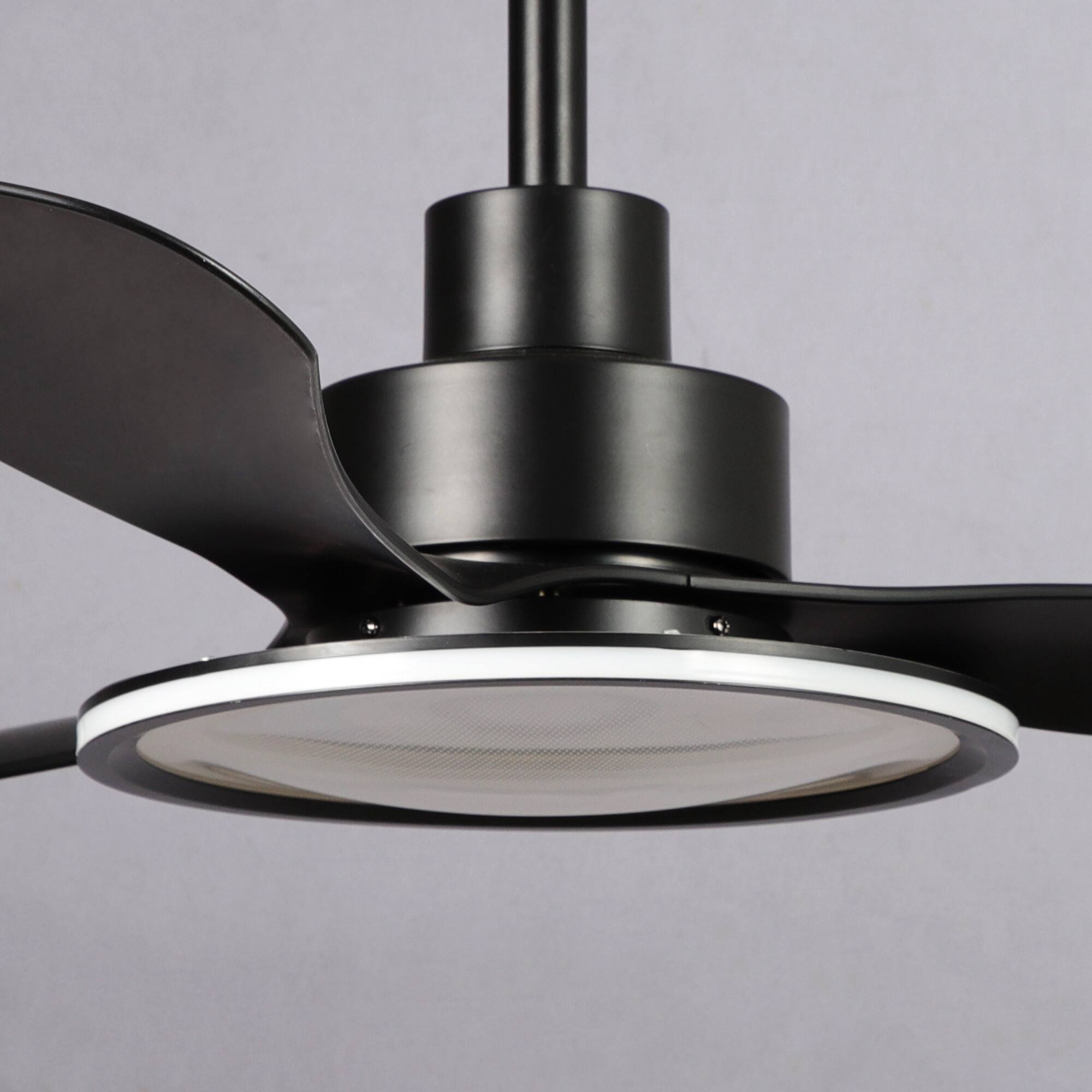 Alt View 10. Parrot Uncle - 52" Bohemian Industrial DC Motor Downrod Mount Reversible Ceiling Fan with Lighting and Remote Control - Matte Black.