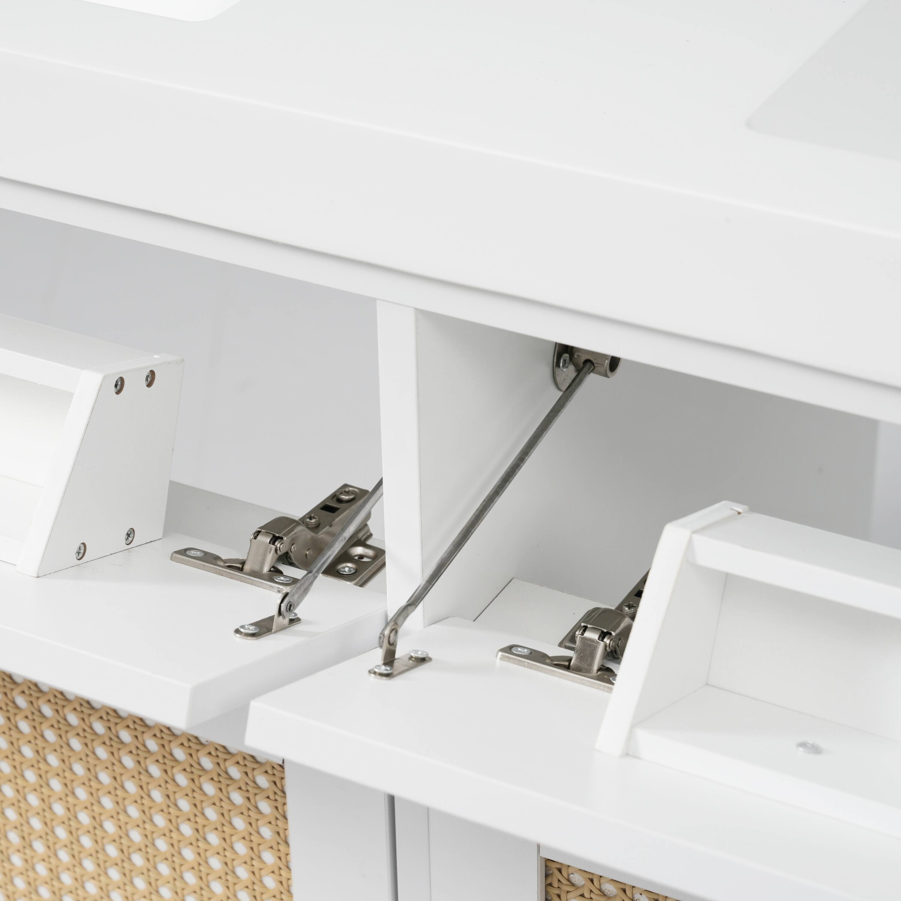 Alt View 10. Loheer - 60" Double Sink Bathroom Vanity — Freestanding Wood Cabinet with SMC Basins, Soft-Close Doors and Large Storage - White.