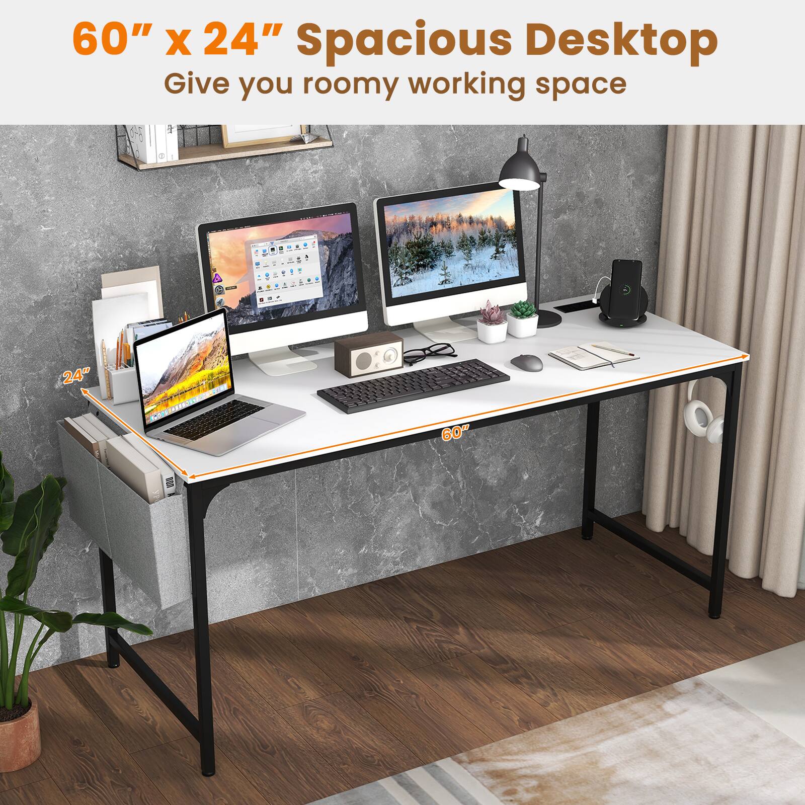 60" x 24" Spacious Desktop Give you roomy working space