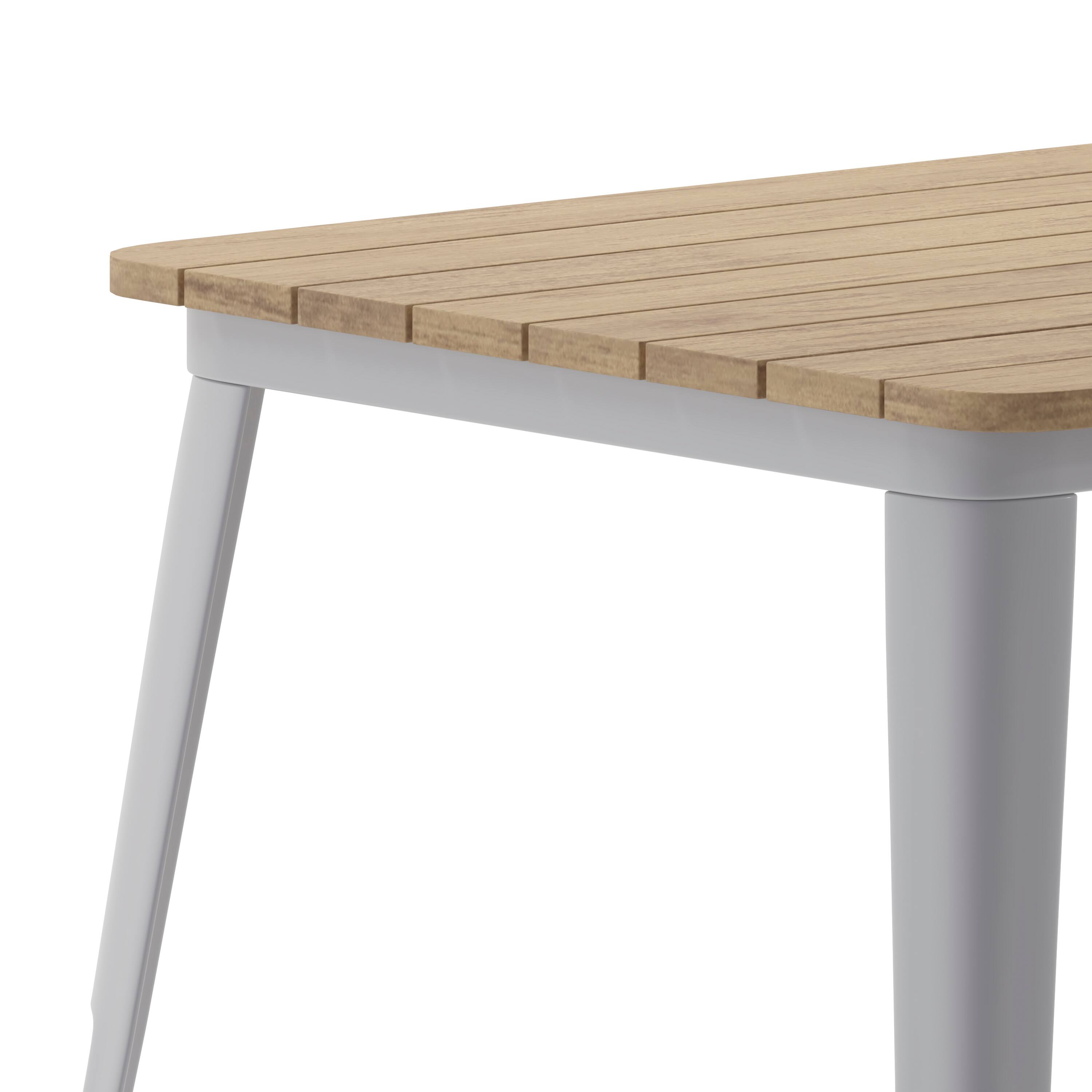 Alt View 9. Emma + Oliver - 30"x60" RECT Poly Resin Restaurant Table with Umbrella Hole - Brown Top/Silver Frame.
