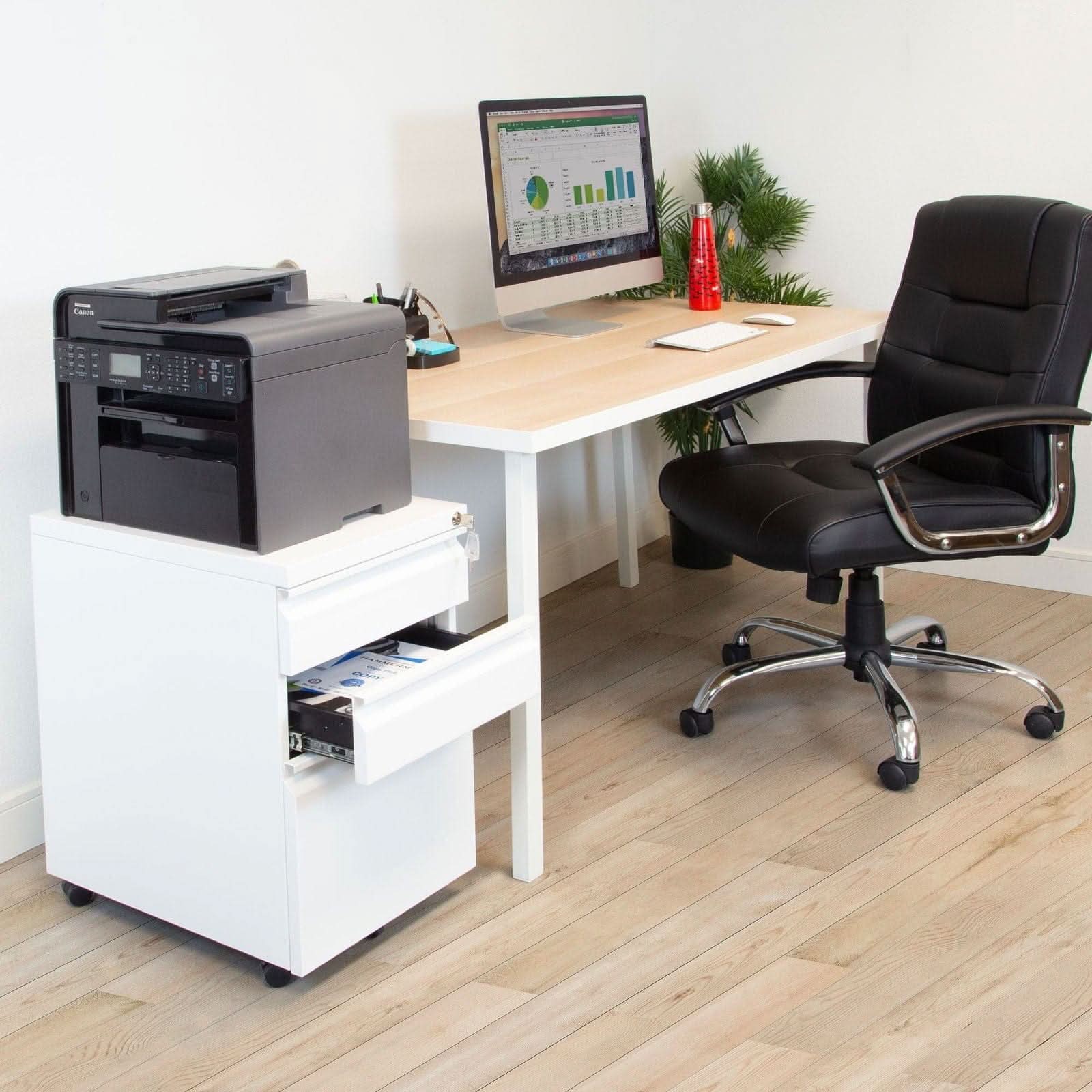 Left. Mount-It! - Mobile File Cabinet with 3 Drawers, Locking Rolling File Cabinet for Letter and Legal Files - White.