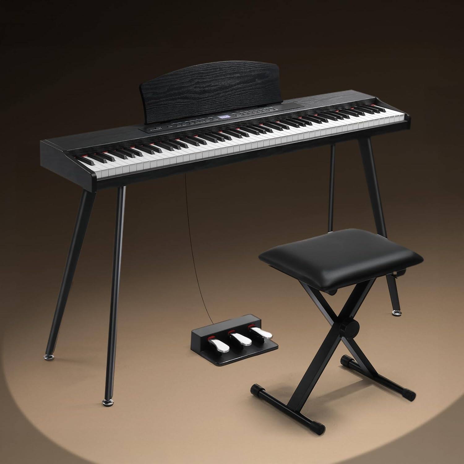 Alt View 3. Winado - 88 Key Keyboard Piano Set, Full Size Digital Piano with Multi-Adjustable Height Bench, Powerful Functional Panel.