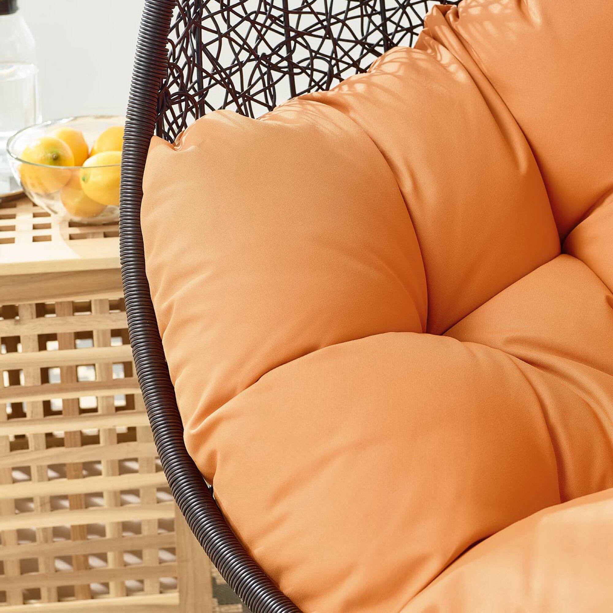 Alt View 3. Modway - Encase Swing Outdoor Patio Lounge Chair Without Stand by Modway - Black Orange.