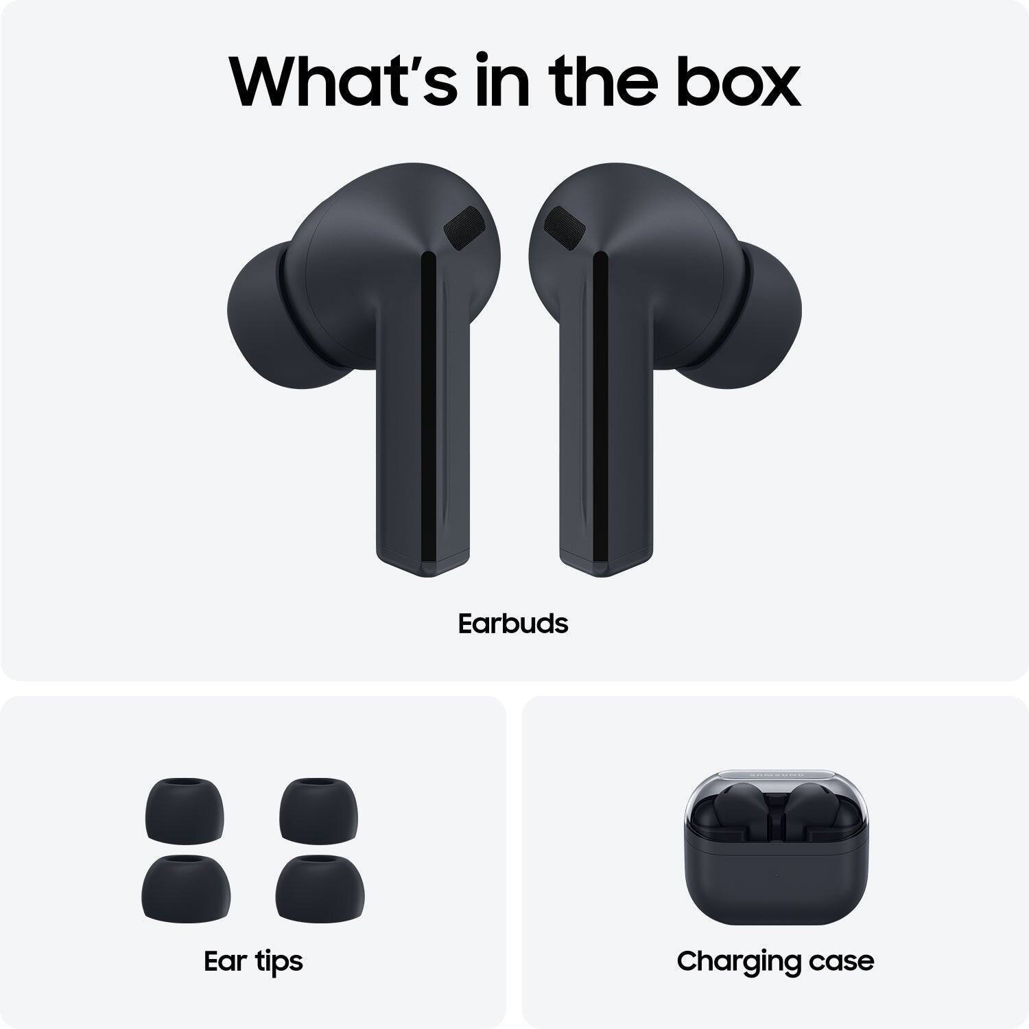 What's in the box

Earbuds

Ear tips

Charging case