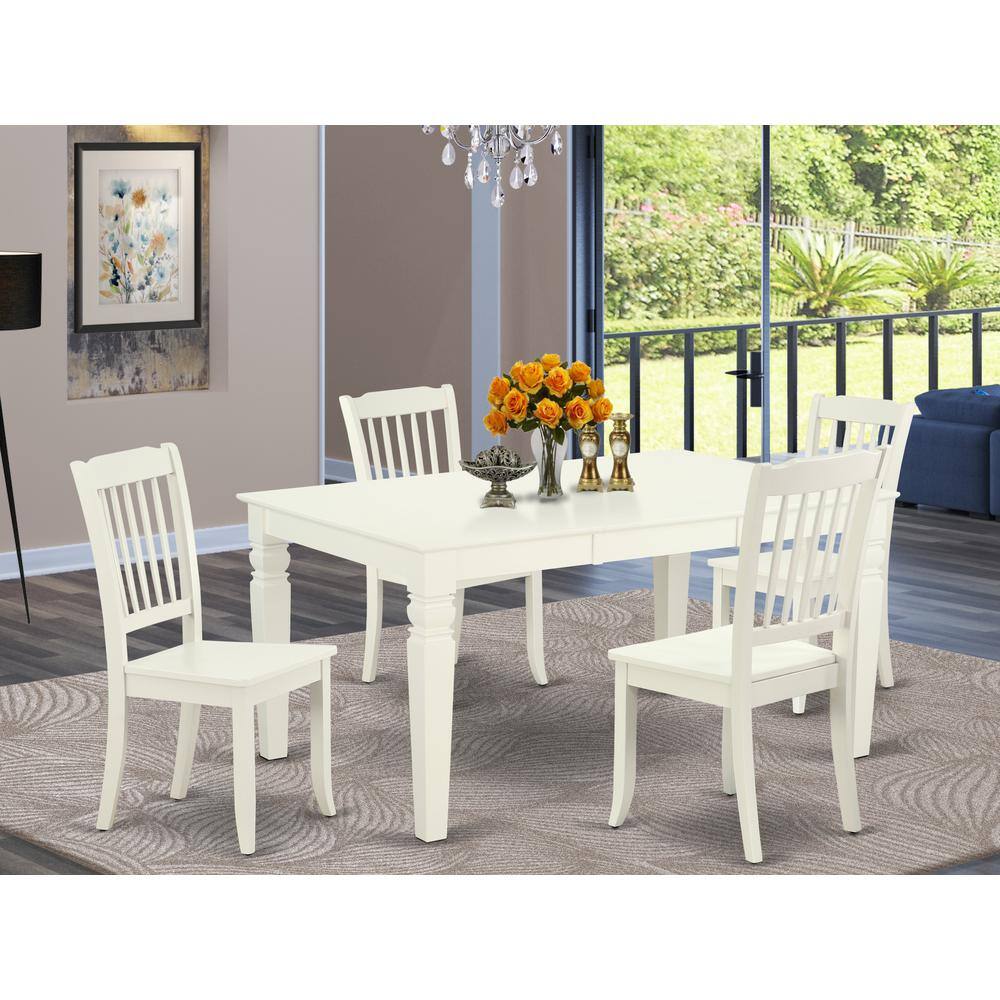 Left. East West Furniture - Dining Room Set Linen White - Brown.