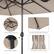 The image features an umbrella with a 12-rib metal structure, a double stitching rib protector, and a safe metal stopper. The umbrella also has a convenient fixation strap.