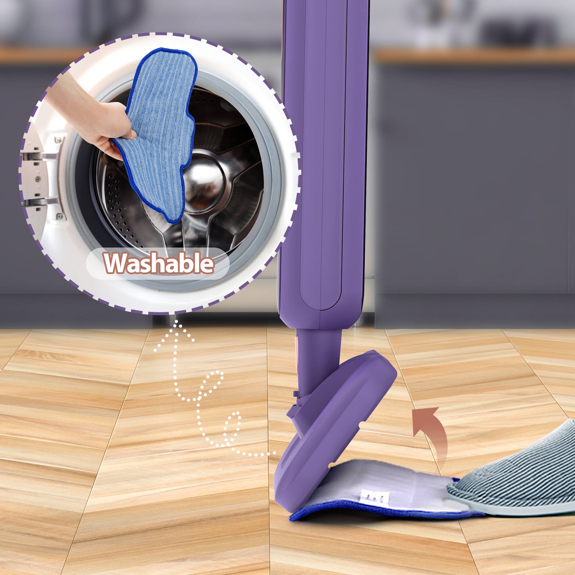 Alt View 2. Newbealer - 12-in-1 Steam Mop&Handheld Steamer,45s Fast Heat,248°F Steam for Hardwood,Tile,Grout,Pet Safe Multi-Surface Cleaner - Ashpink.