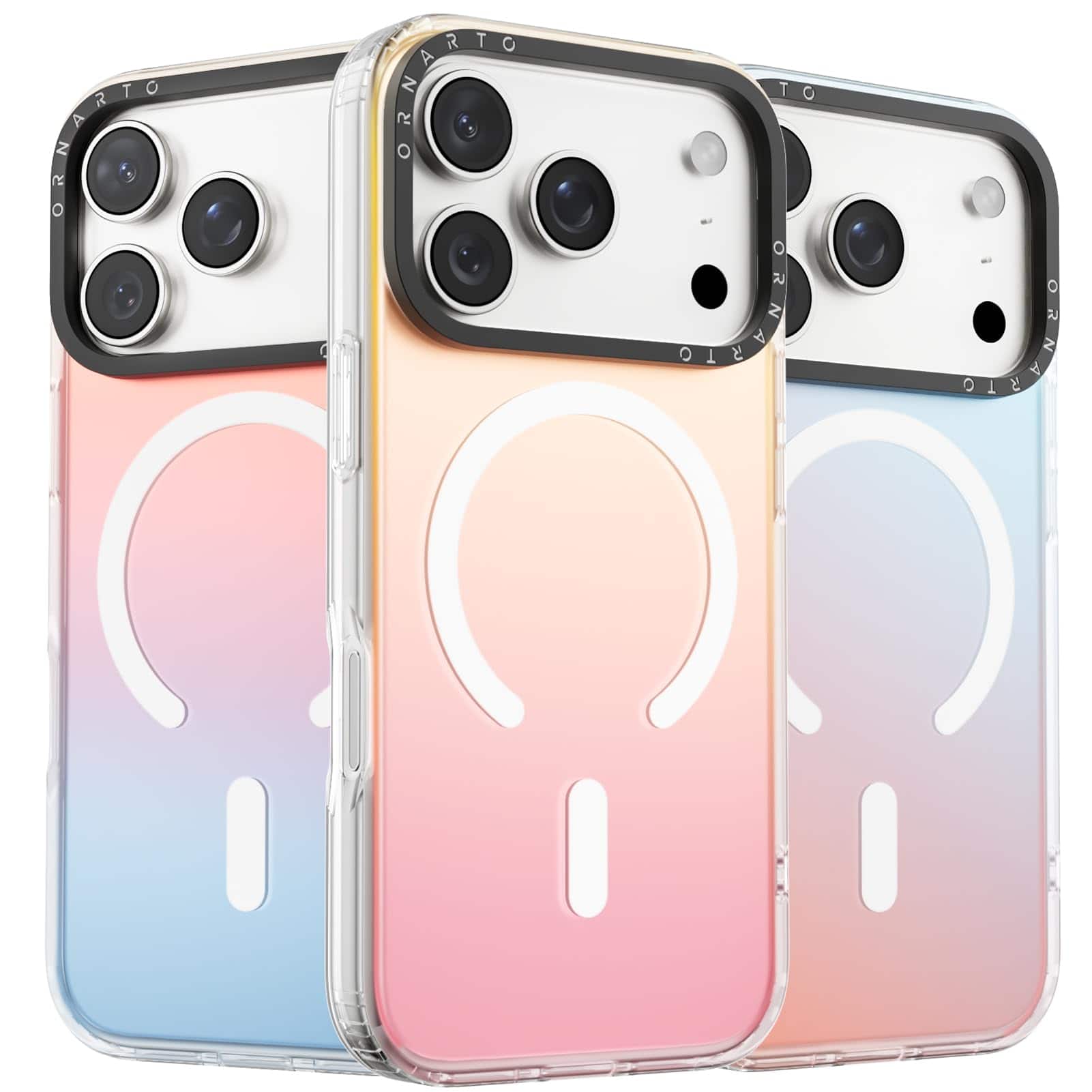Ornarto - for iPhone 17 Pro Case 6.3",Compatible with MagSafe, Holographic Iridescent Protective Phone Case - Sunset Red