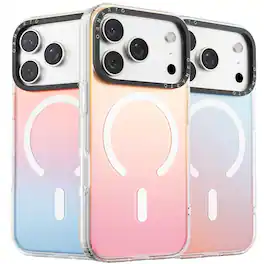 Ornarto - for iPhone 17 Pro Case 6.3",Compatible with MagSafe, Holographic Iridescent Protective Phone Case - Sunset Red