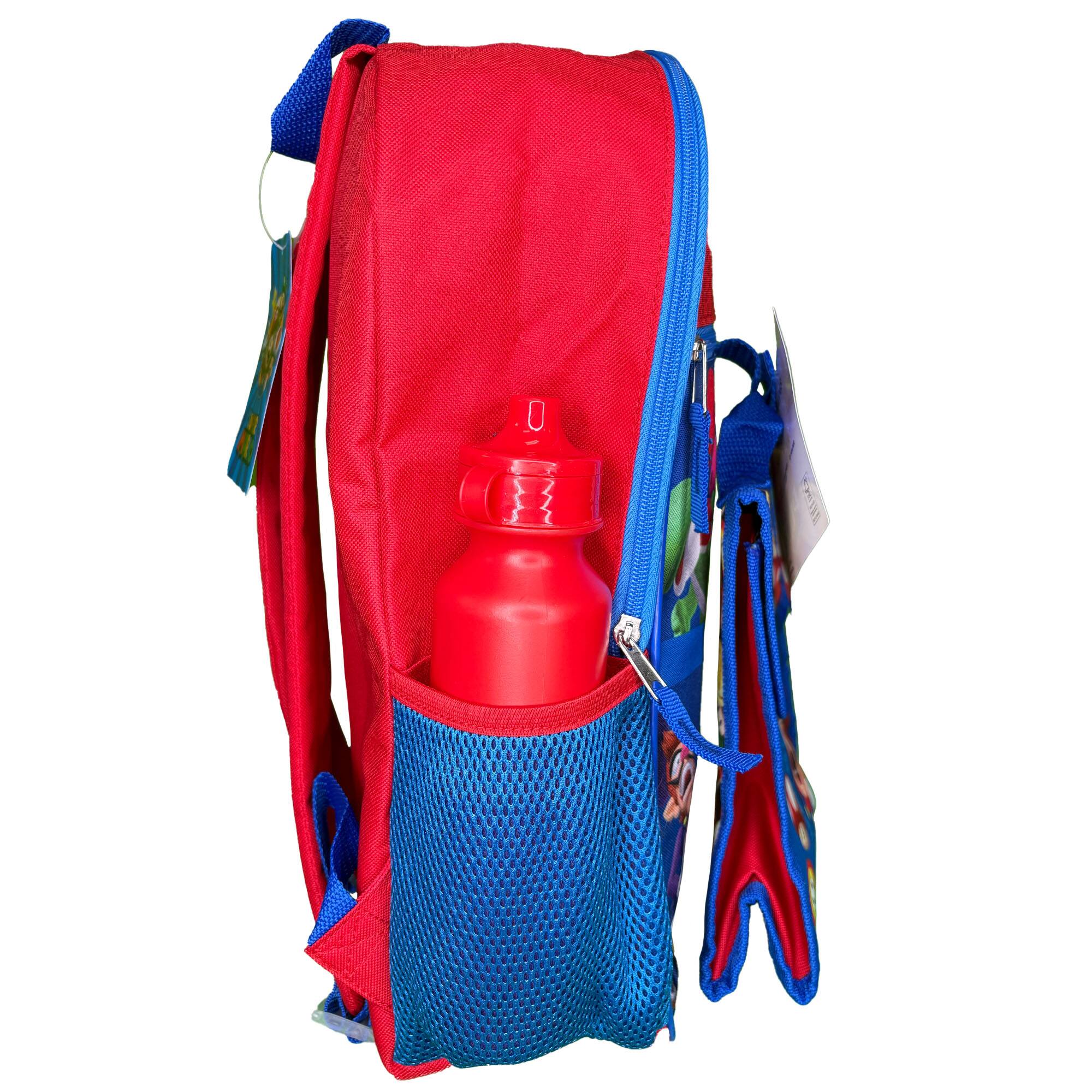 Alt View 2. UPD - Nintendo Super Mario Red 5pc 16" School Backpack Set with a lunch bag, water bottle, carabiner clip & ID holder, Blue - Multicolored.