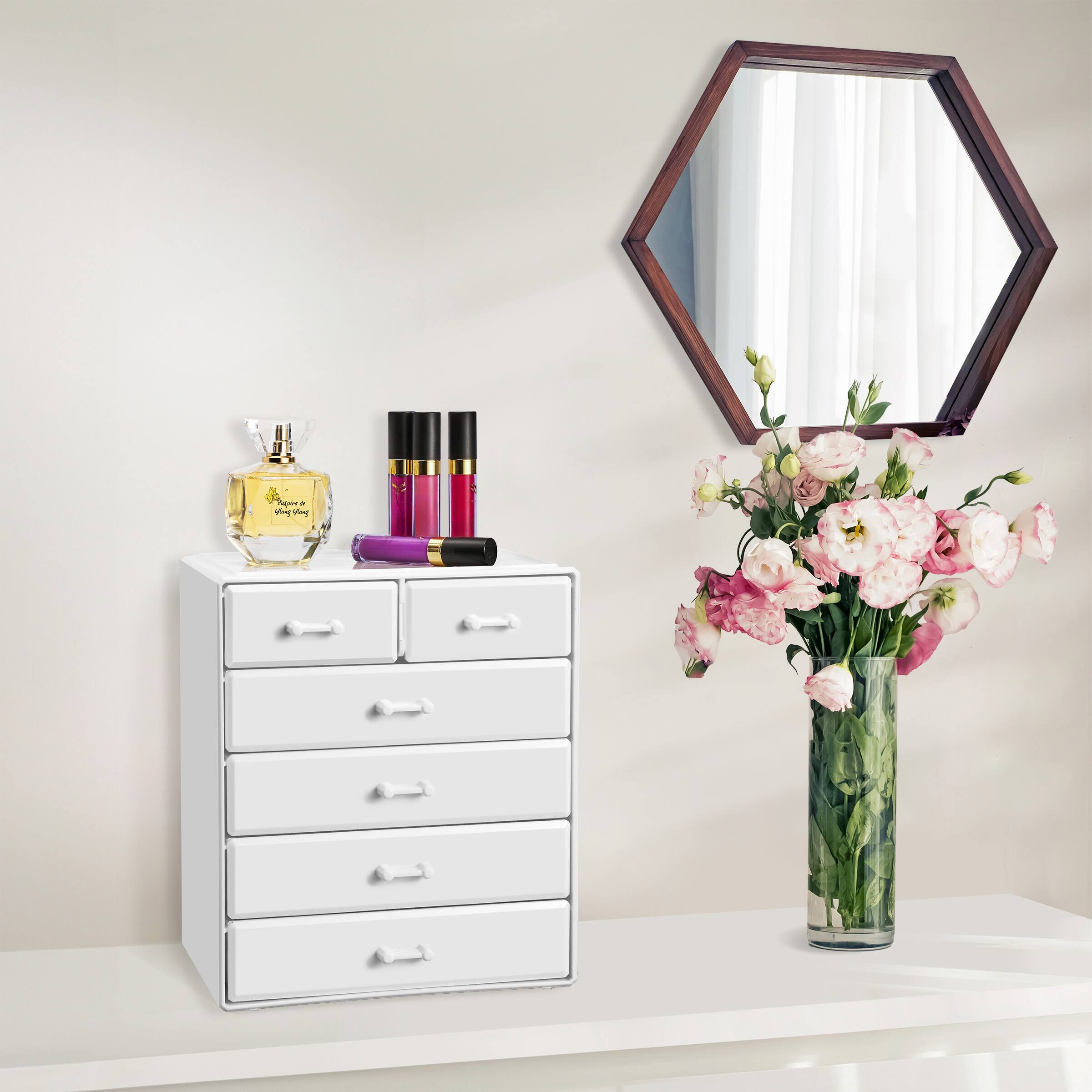 Back. Sorbus - Sorbus 6 Drawer Makeup Organizer Case (White) - White.