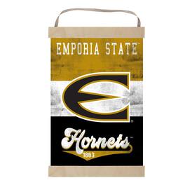 Jardine - Emporia State Hornets Reversible Retro Logo Banner Sign - Black