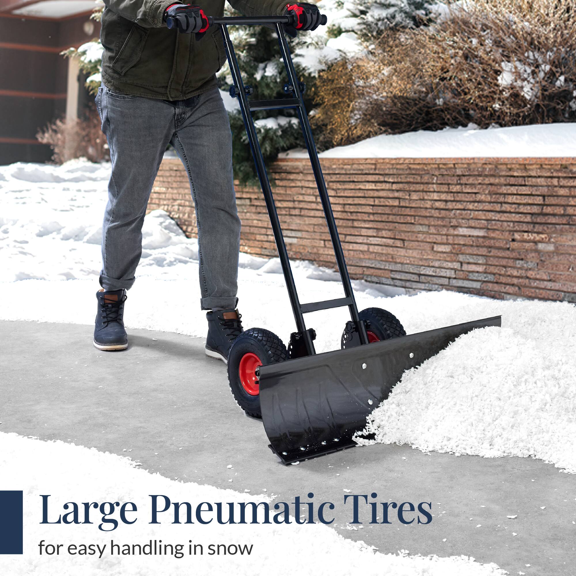 Large Pneumatic Tires  
for easy handling in snow