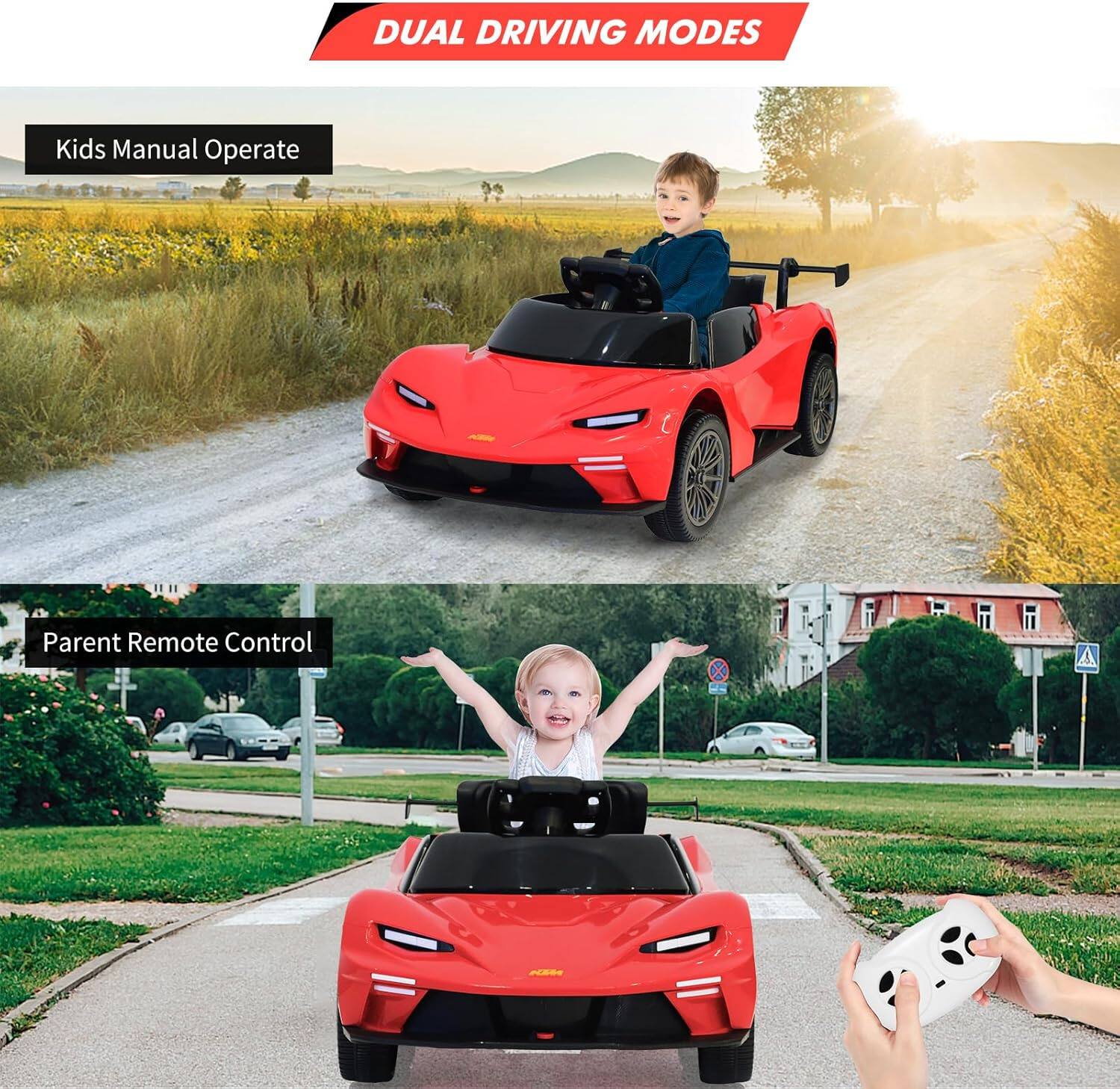 DUAL DRIVING MODES

Kids Manual Operate

Parent Remote Control
