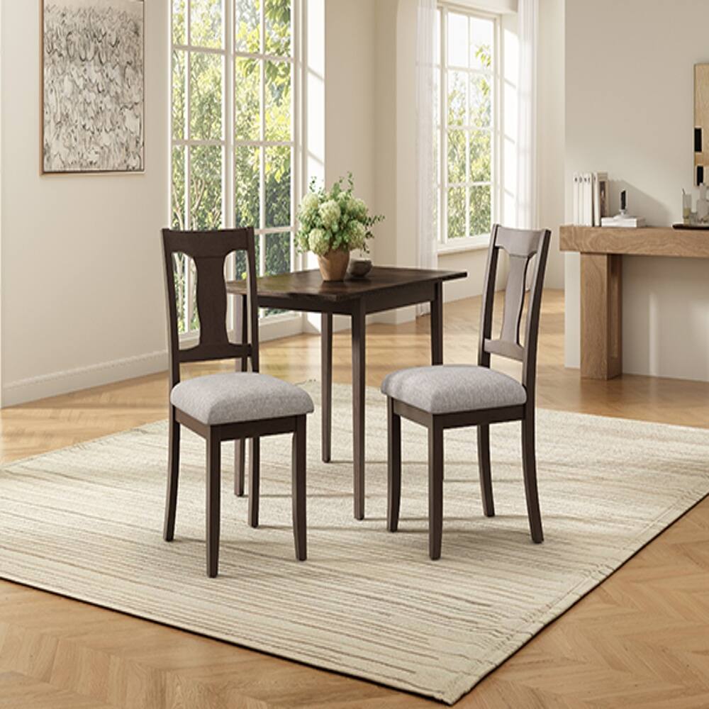 Alt View 9. Loheer - Loheer Dining Chairs Set of 2 Mid-Century Modern Upholstered Espresso Beige - Espresso + Beige.