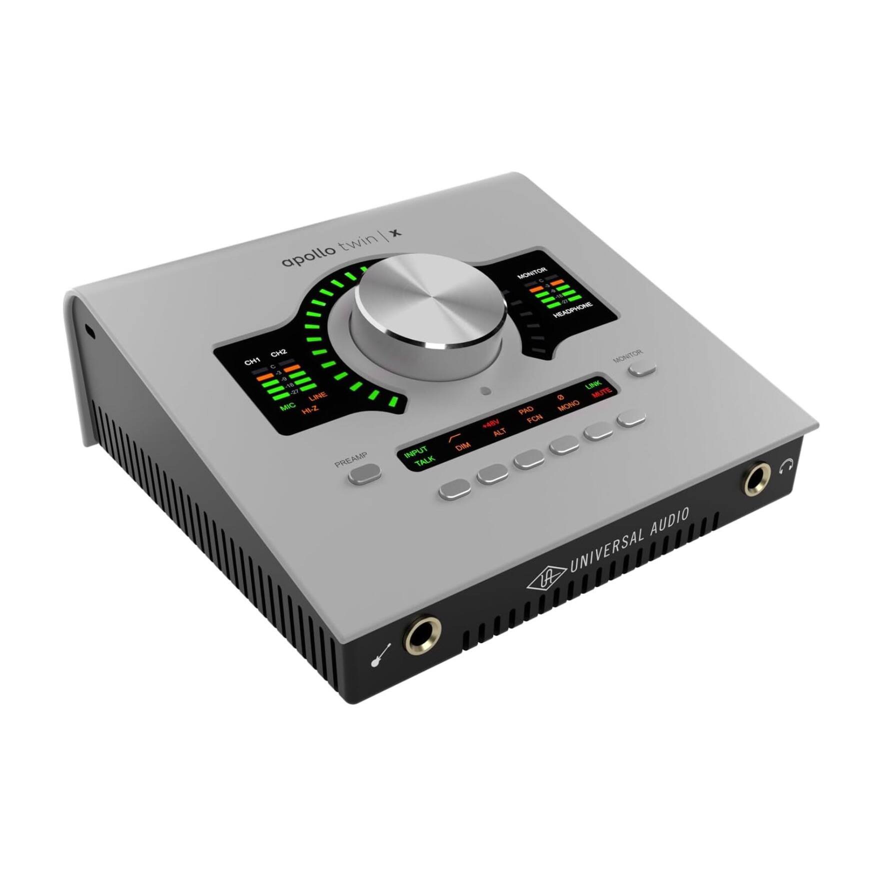 Apollo Twin | X

- LINE
- MIC 1Z
- PREAMP INPUT
- TALK
- ALT
- DIM
- MONITOR
- L/R OUT
- MPTE 99
- MONO
- FON
- AUDIO
- UNIVERSAL AUDIO