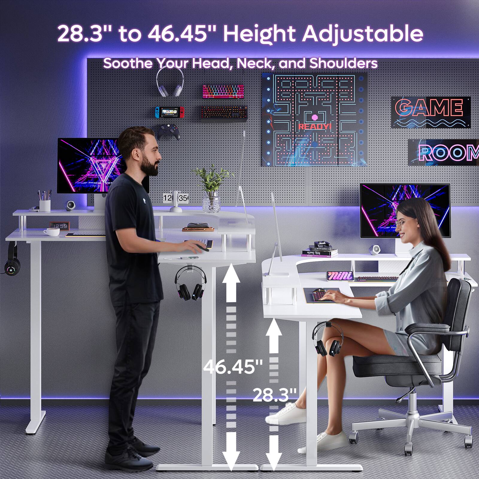 28.3" to 46.45" Height Adjustable Soothe Your Head, Neck, and Shoulders

READY!
GAME
ROOM

12 35
259

mini

46.45" 28.3"