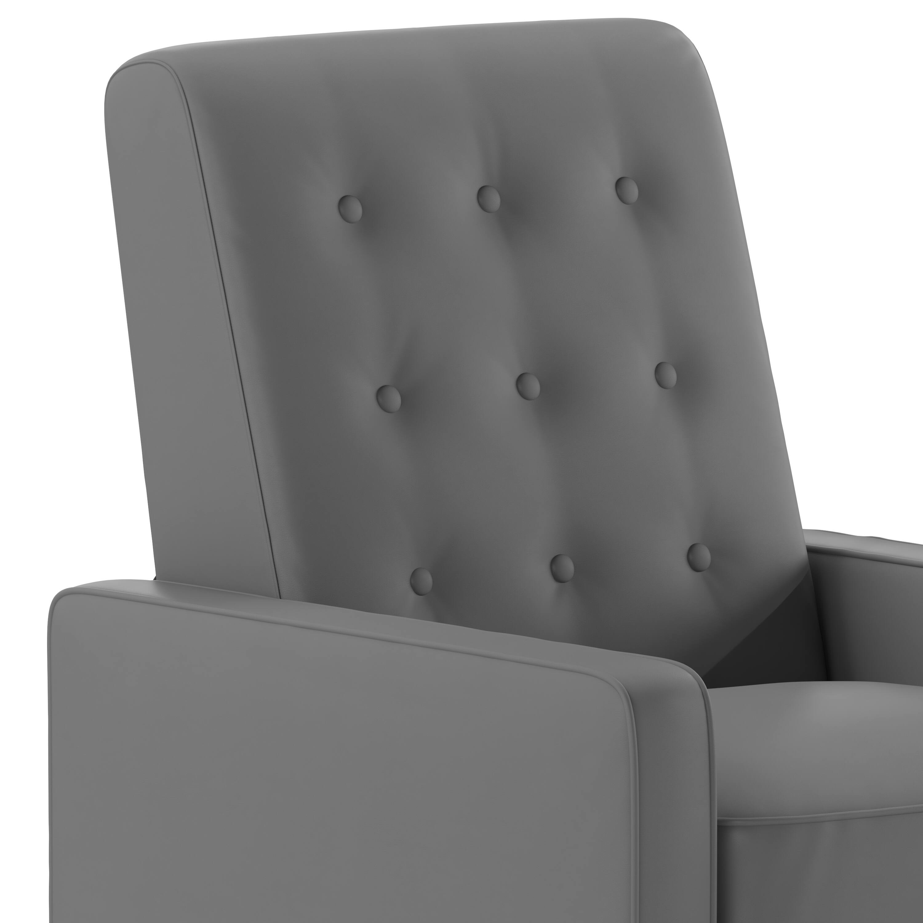 Alt View 10. Emma + Oliver - Jules Mid-Century Modern Button Tufted Upholstered Easy Pushback Recliner with Wooden Legs - Light Gray.