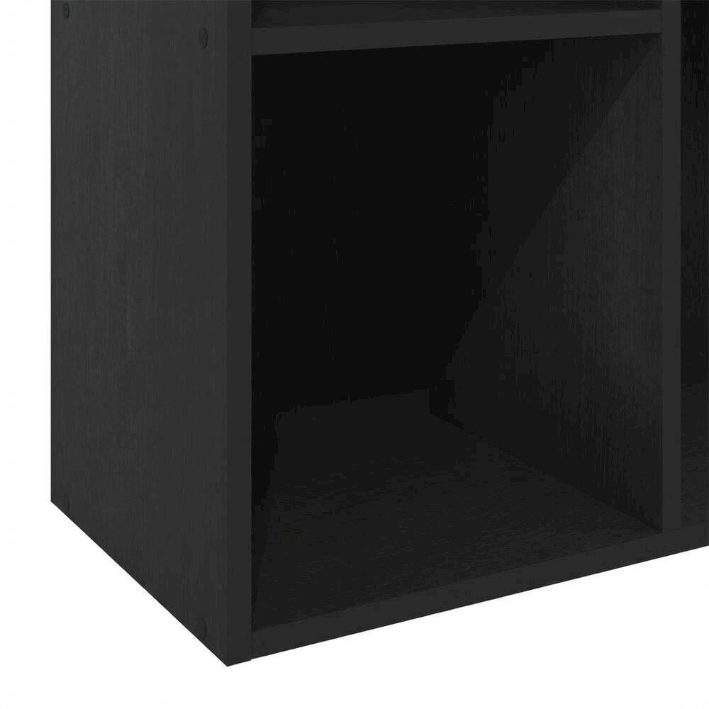 Alt View 2. FurniFact - Black Reversible Cube Storage Shelf With Open Compartments And Durable Finish - Blackwood.