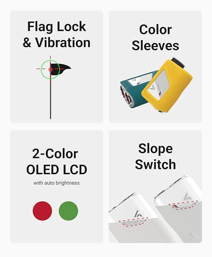 Flag Lock & Vibration  
Color Sleeves  
2-Color OLED LCD with auto brightness  
Slope Switch