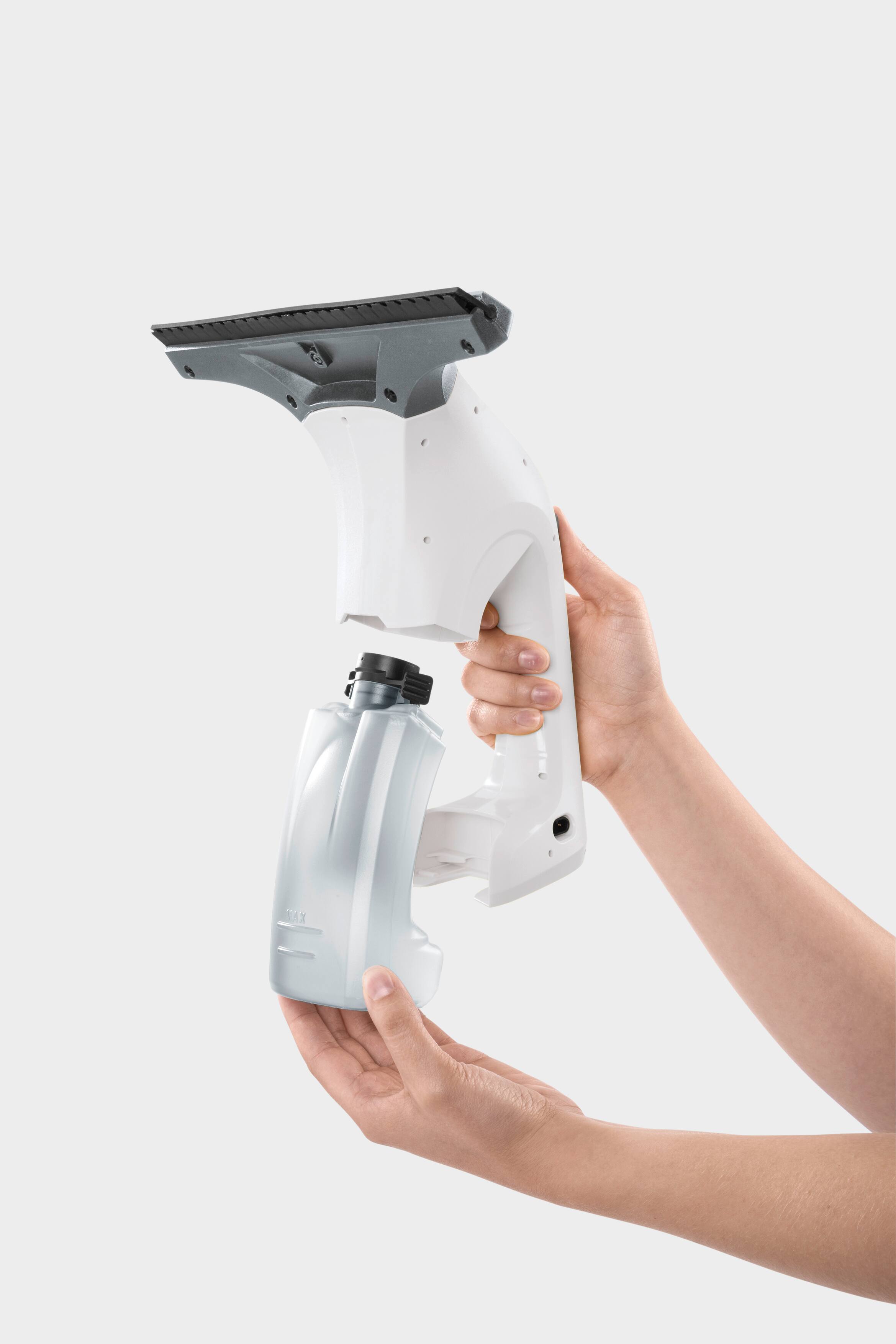 Left. Karcher - WV 1 Window Vac, Electric Squeegee, Window Vacuum Cleaner 10" Blade, Spray Bottle, Microfiber Pad and Glass Cleaner.