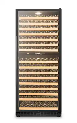 Front. Lanbo - 32 Inch 287 Bottle Dual Zone Wine Refrigerator with Ultra-Quiet Compressor Cooling and Double-Layer Tempered Glass Door - Black.