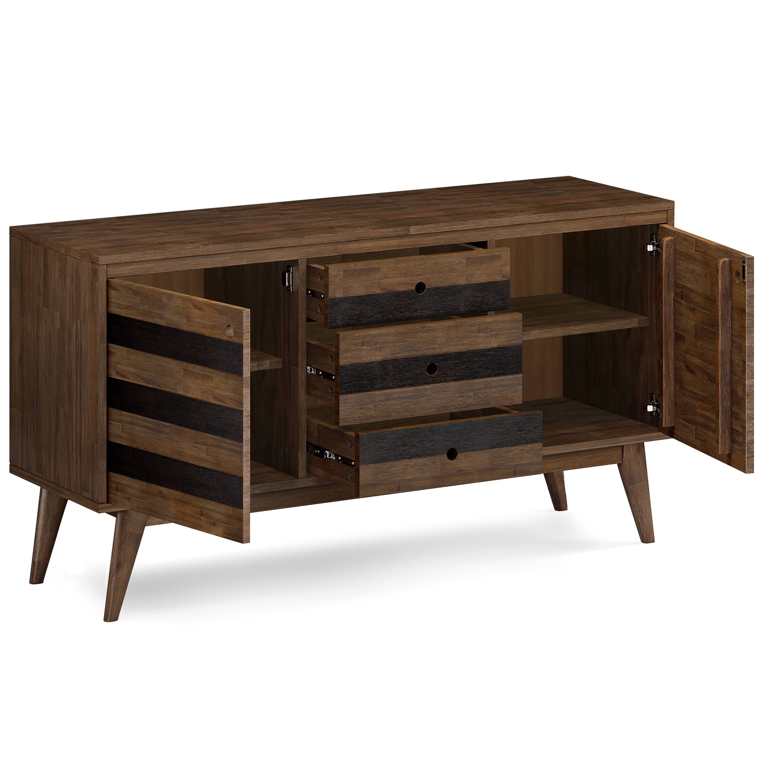 Left. Simpli Home - Clarkson Sideboard Buffet - Rustic Natural Aged Brown.