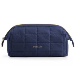 Bagsmart - Wide-open Makeup Bag Cosmetic Pouch Organizer Travel Toiletry Bag Essentials Accessories for Women Girls - Navy Blue