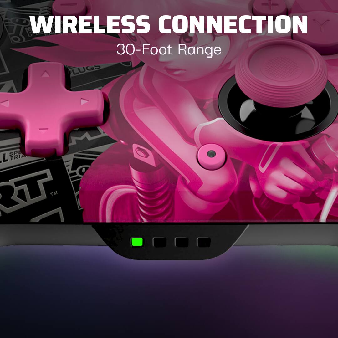 A wireless connection with a 30-foot range.