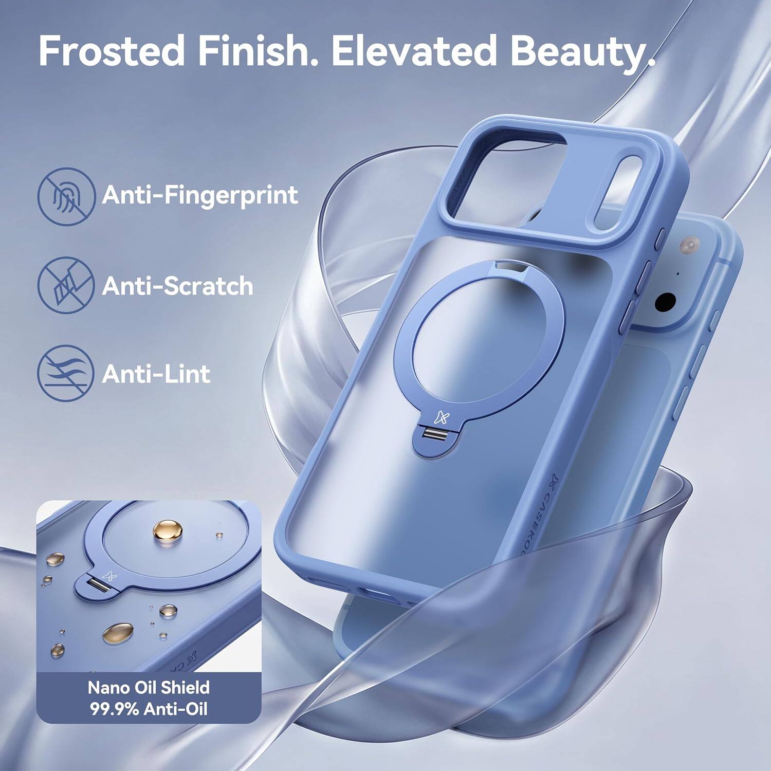Frosted Finish. Elevated Beauty.

Anti-Fingerprint  
Anti-Scratch  
Anti-Lint  

CASEKO  
CA Nano Oil Shield 99.9% Anti-Oil