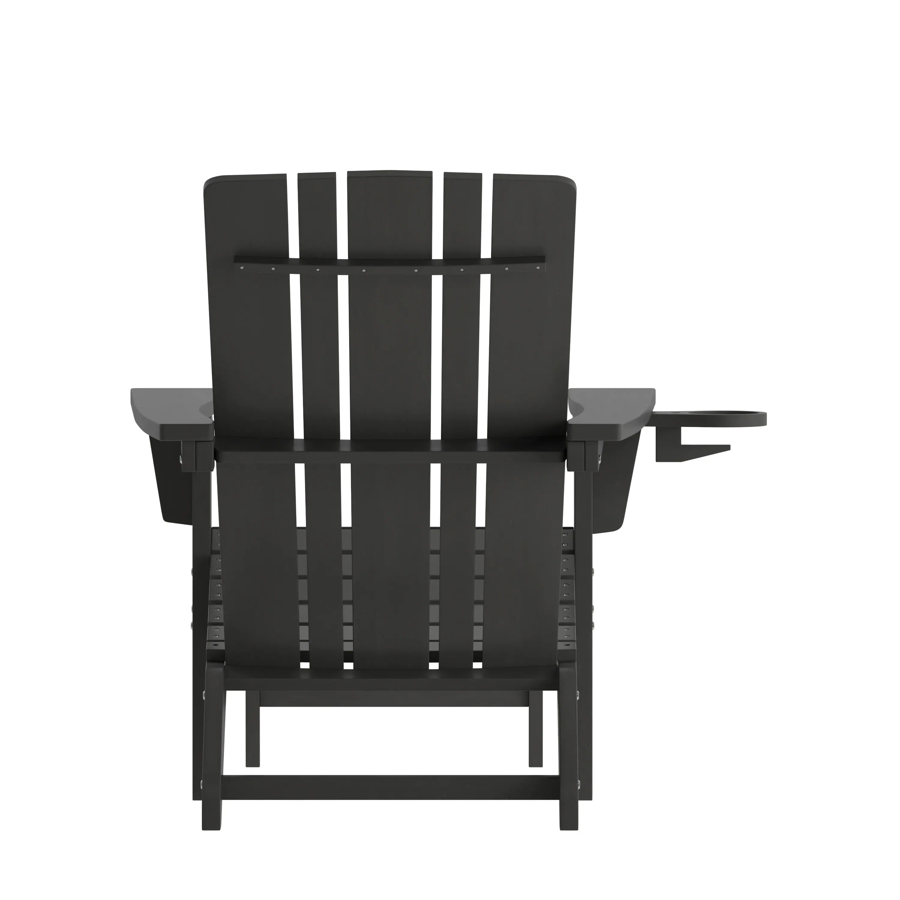 Alt View 8. Emma + Oliver - Haley Set of 2 Adirondack Chairs with Cup Holders and Pull Out Ottoman, All-Weather HDPE Indoor/Outdoor Lounge Chairs - Black.