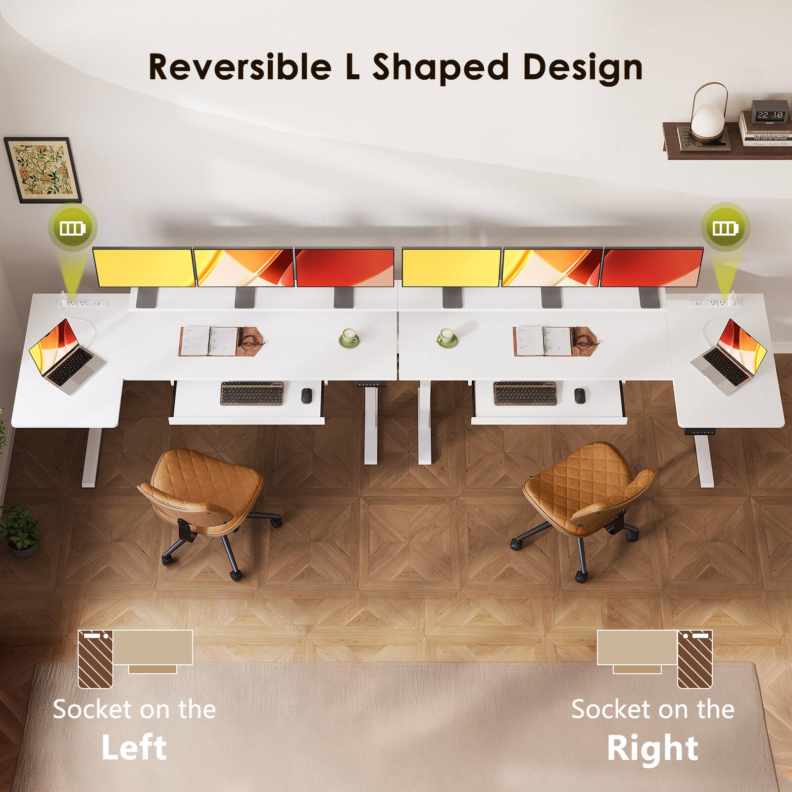Reversible L Shaped Design

Socket on the Left

Socket on the Right