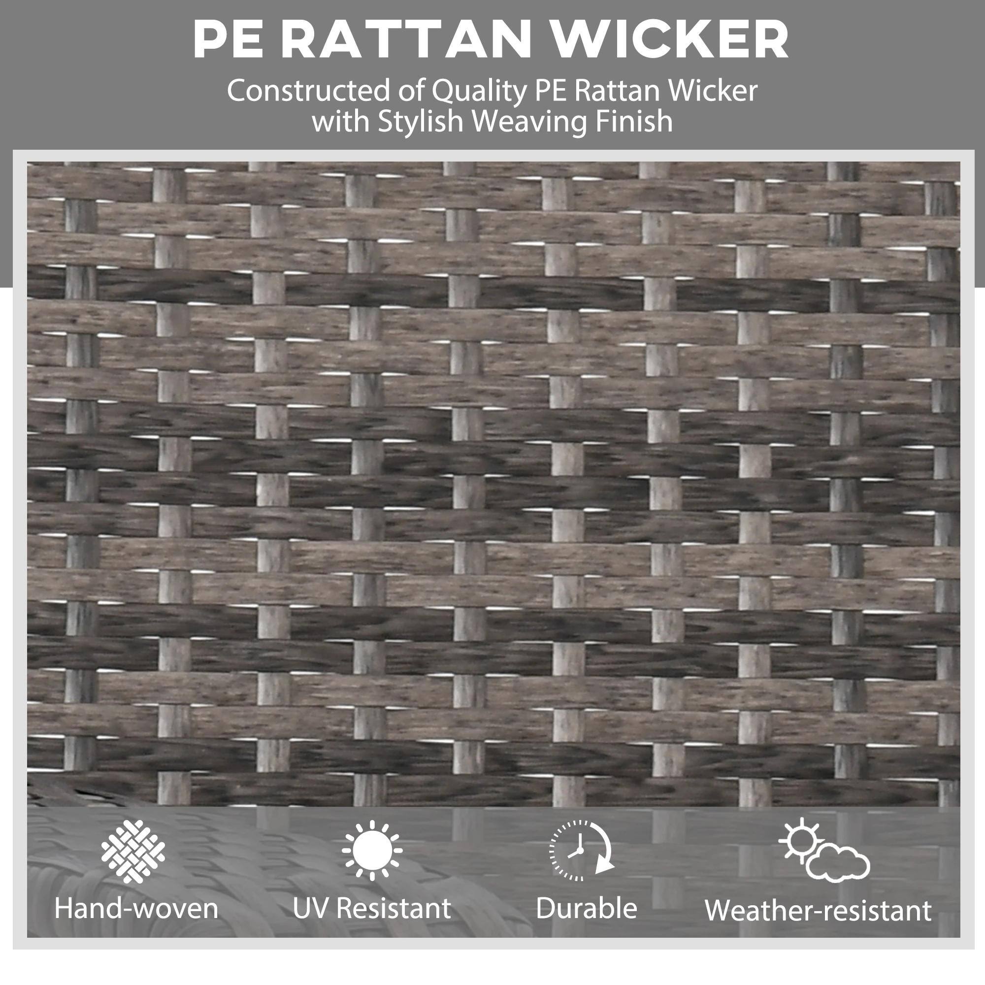 PE RATTAN WICKER  
Constructed of Quality PE Rattan Wicker with Stylish Weaving Finish  

Hand-woven  
UV Resistant  
Durable  
Weather-resistant