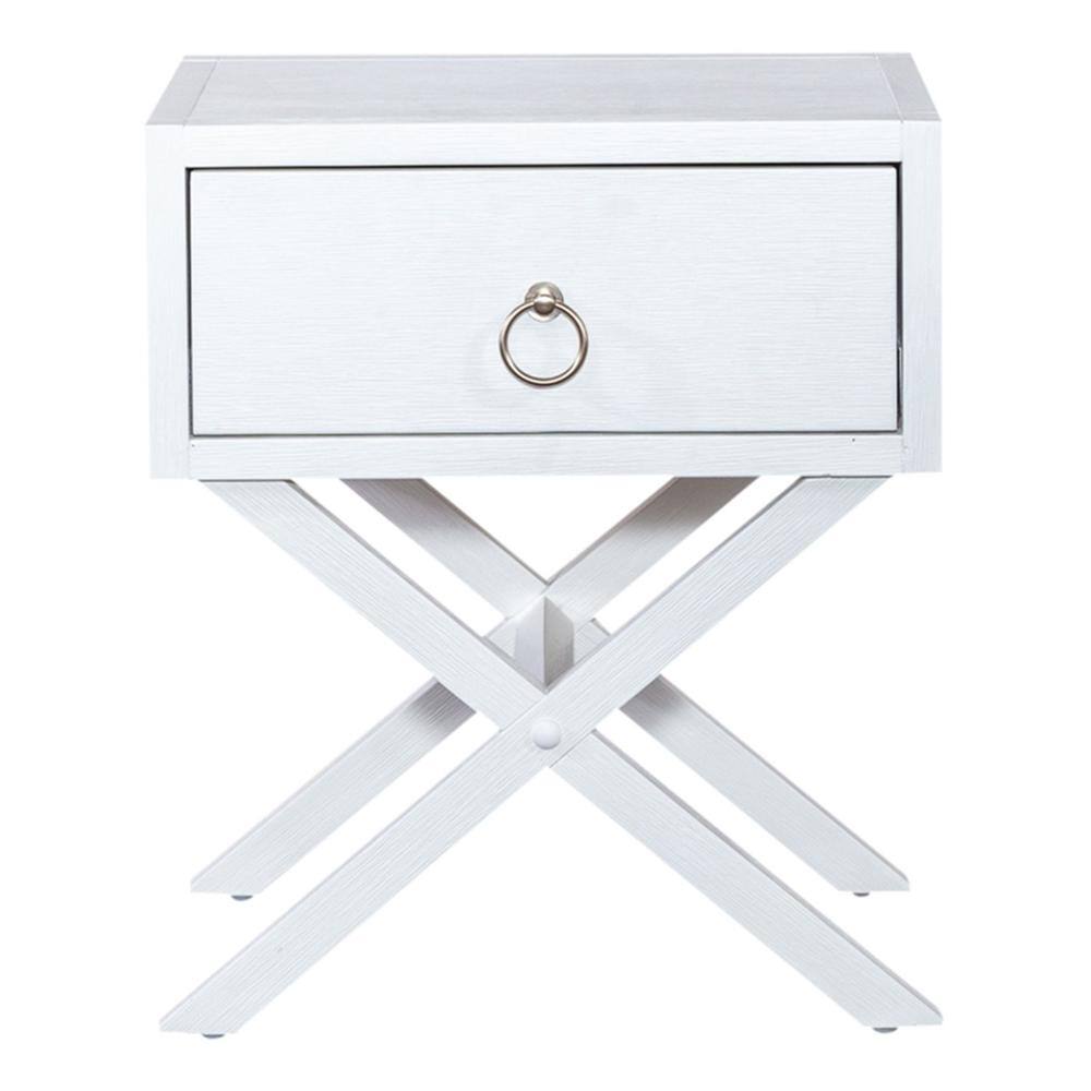 Back. Liberty Furniture Industries - East End 1 Drawer Accent Table in Wirebrushed White - White.
