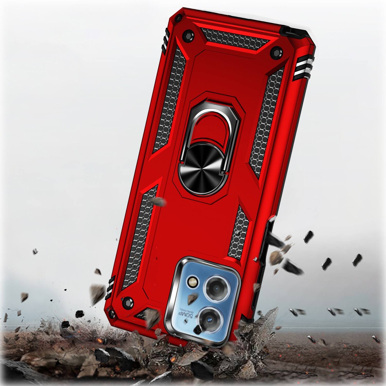 Alt View 17. SaharaCase - Military Kickstand Series with Belt Clip Case for Motorola G Stylus 5G (2023) - Red.