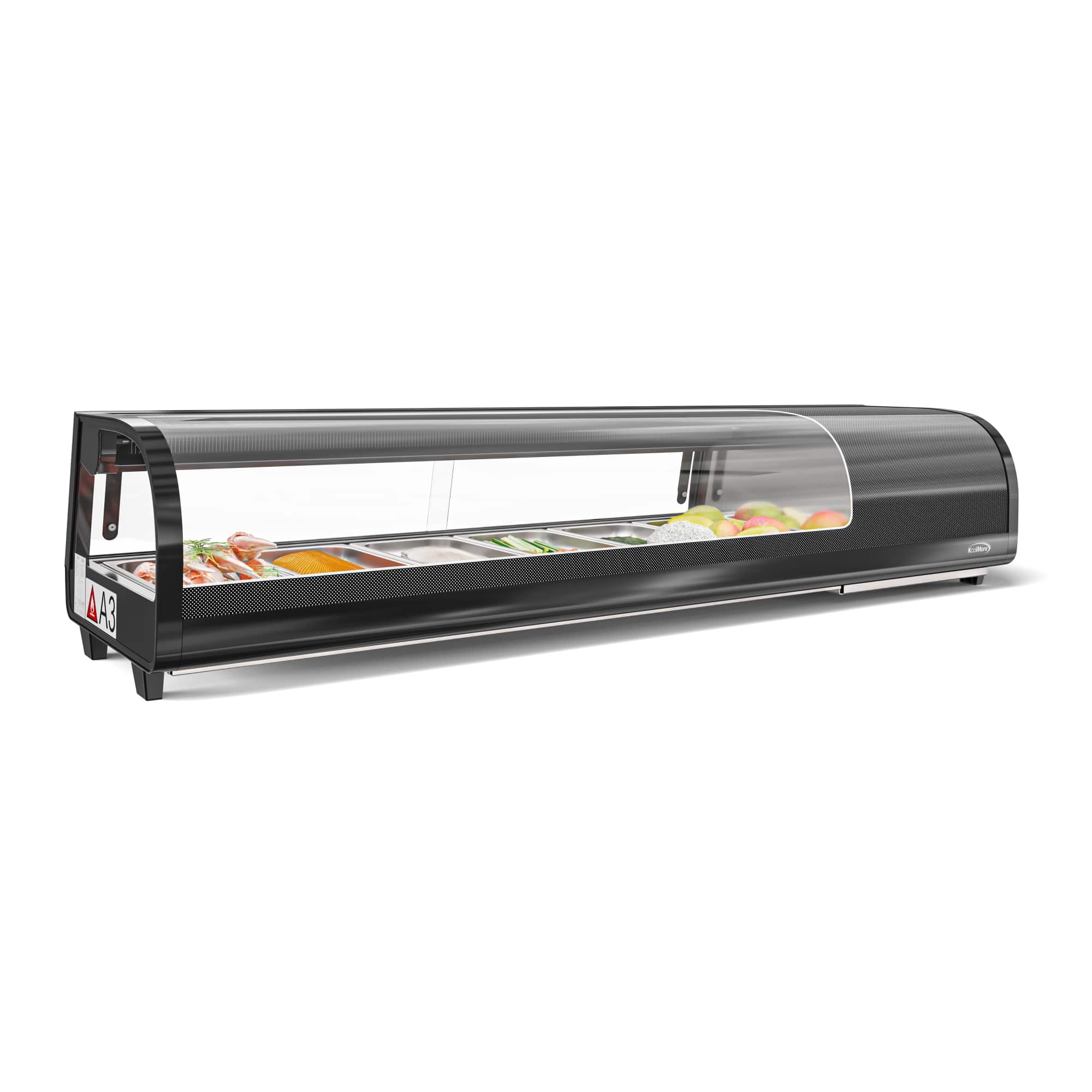 Koolmore - 60 in. Glass Sushi Countertop Display Refrigerator with 6 Stainless Steel Trays (KM-SR60-BK) - Black