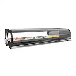 Koolmore - 60 in. Glass Sushi Countertop Display Refrigerator with 6 Stainless Steel Trays (KM-SR60-BK) - Black