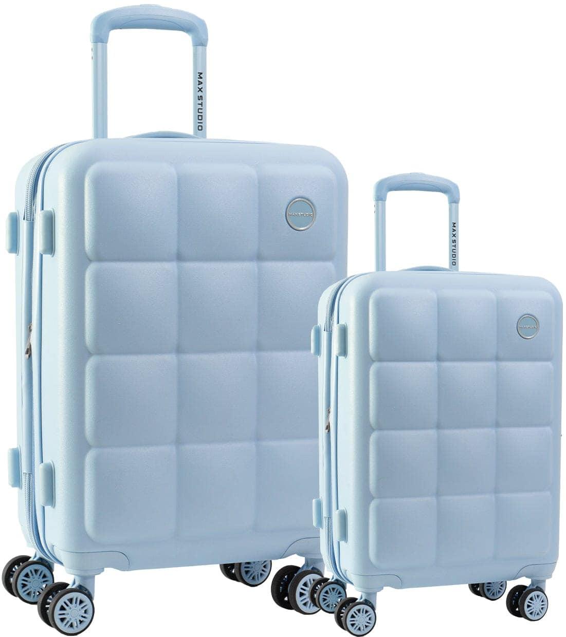 Max Studio - Square Embossed ABS 2-Piece Hard-Sided Luggage Set - BONE, Blue, Natural