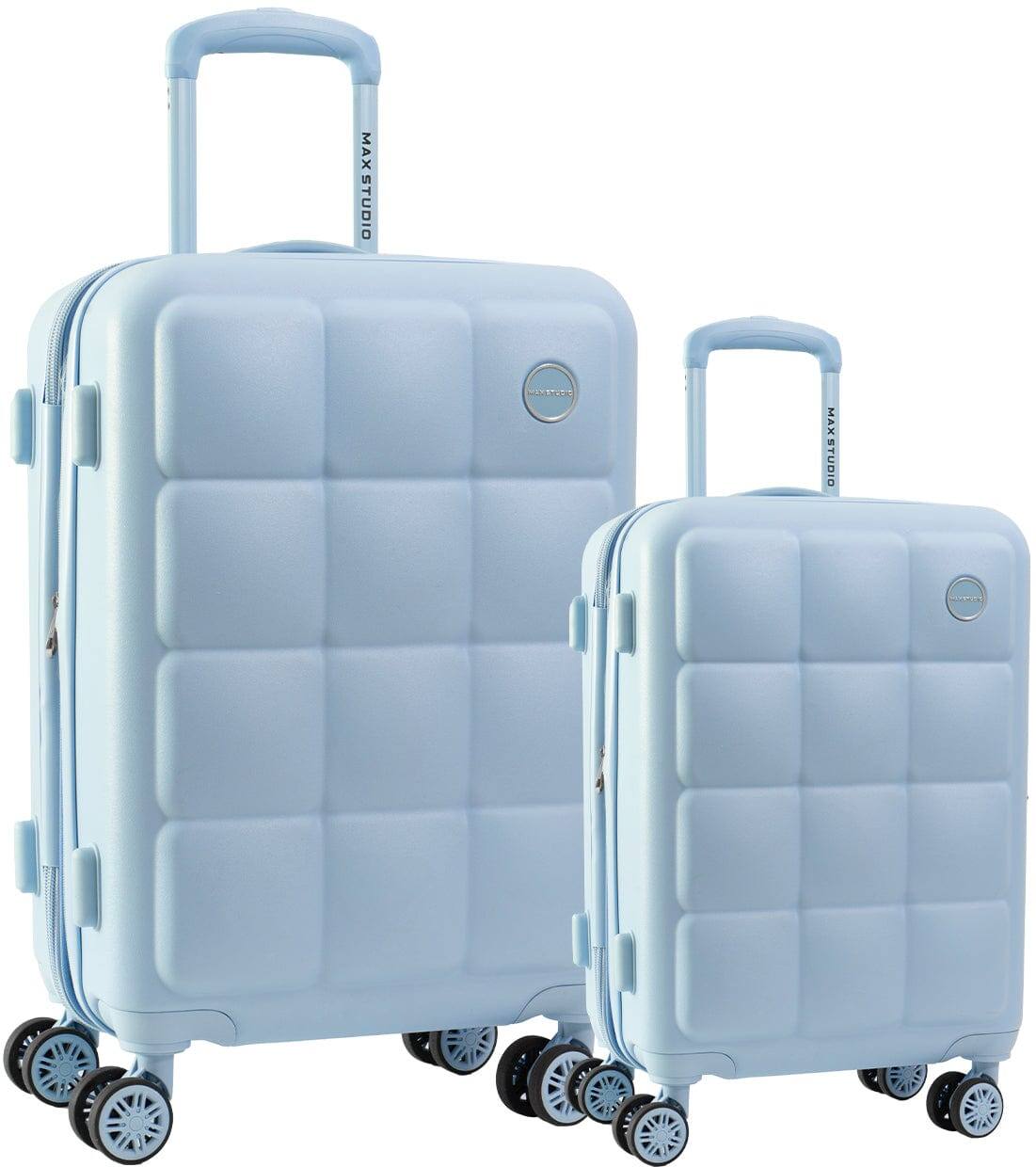 Max Studio - Square Embossed ABS 2-Piece Hard-Sided Luggage Set - BONE, Blue, Natural