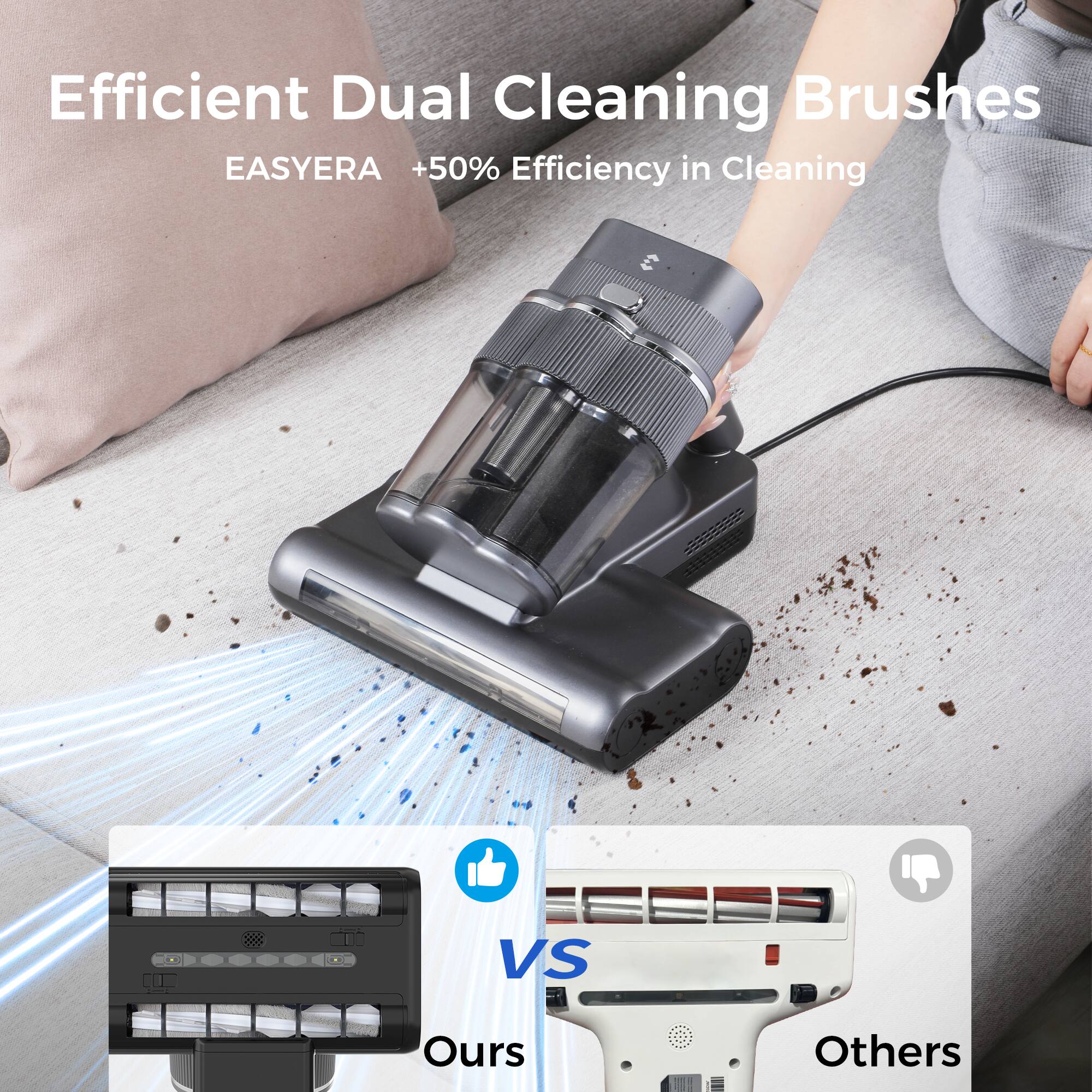 Efficient Dual Cleaning Brushes
EASYERA +50% Efficiency in Cleaning
Ours VS Others