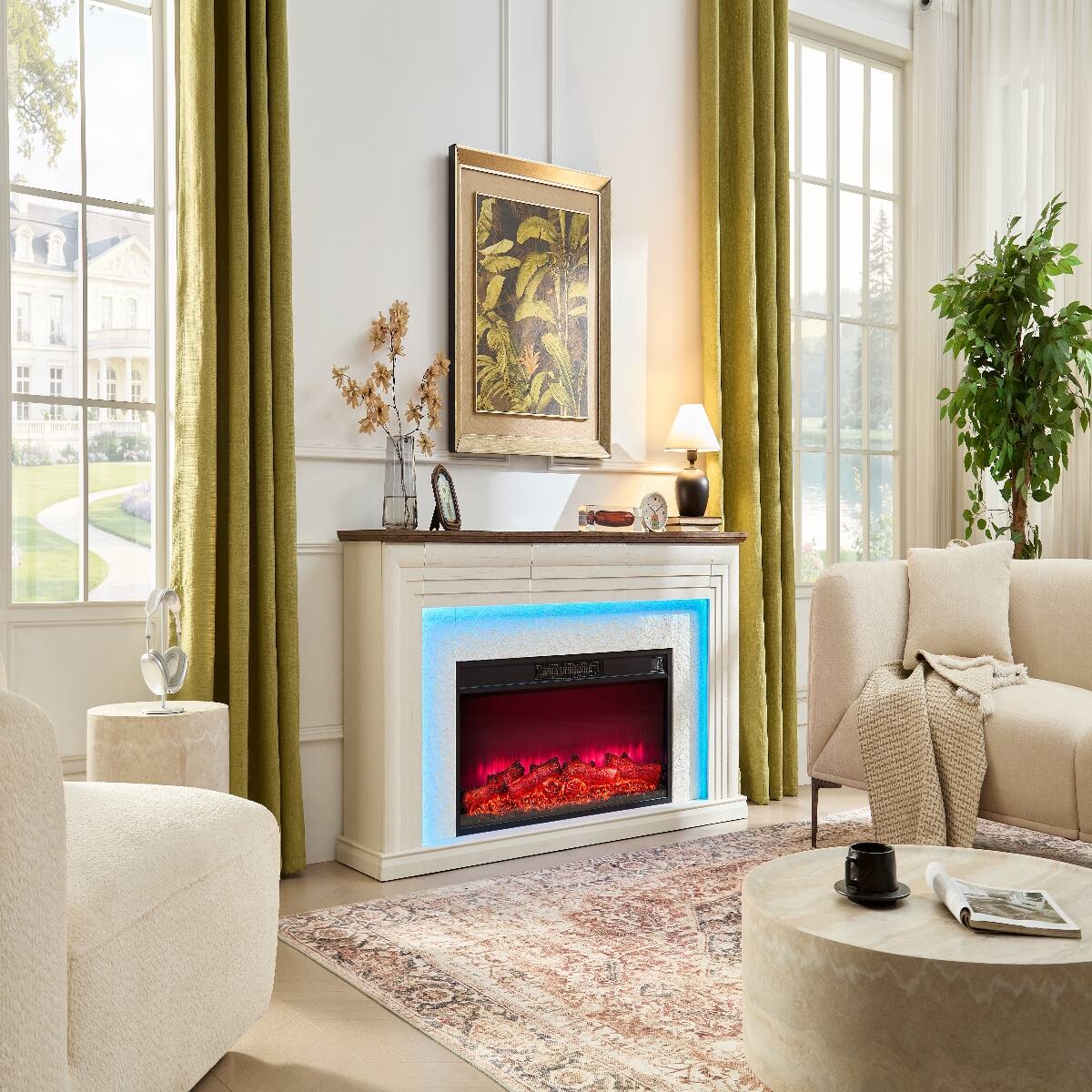 Alt View 4. Loheer - Loheer 42 inch electric fireplace insert, recessed in wall fireplace heater, 750W/1500W, Black - Black.